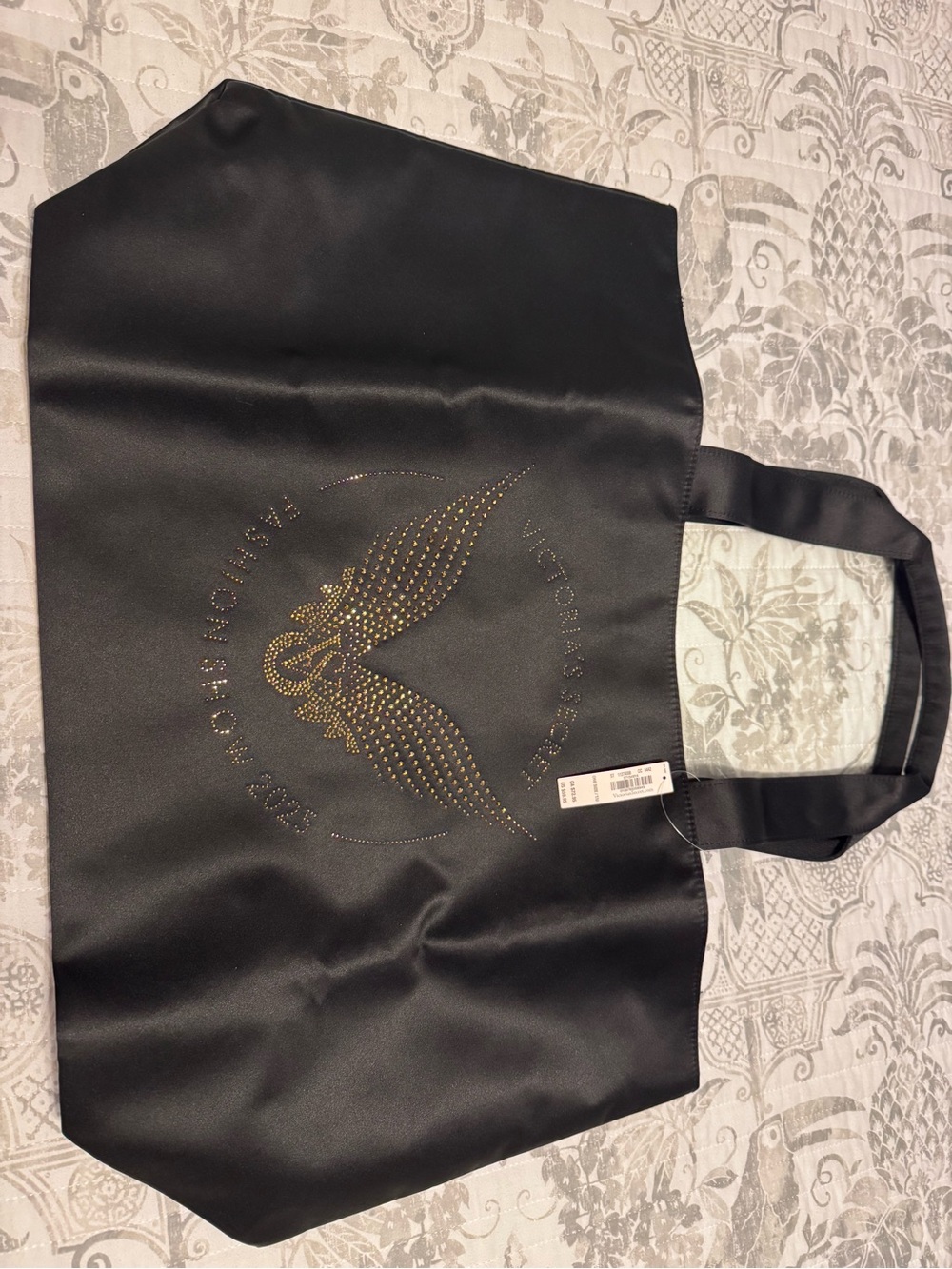 Victoria's Secret Black Tote with Gold Wing Stud Accent